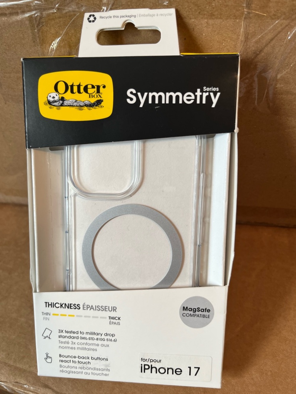 OtterBox Symmetry Clear iPhone 17 Case with Silver MagSafe Ring